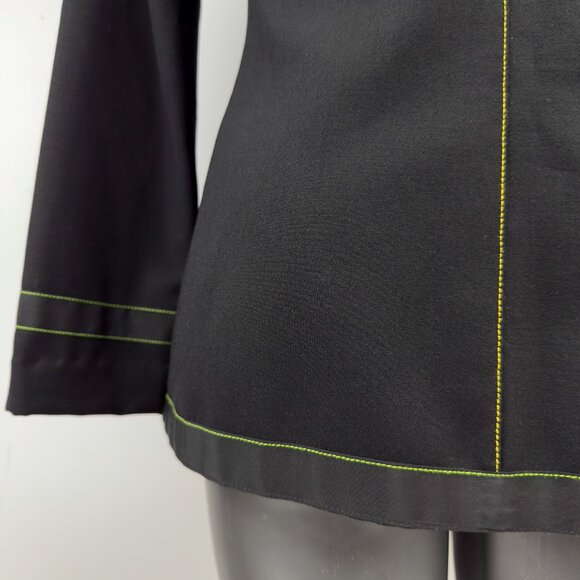 MARIE SAINT PIERRE Stretch Wool Sculptural Funnel Collar Zip Black Jacket Size 4 - Picture 8 of 11